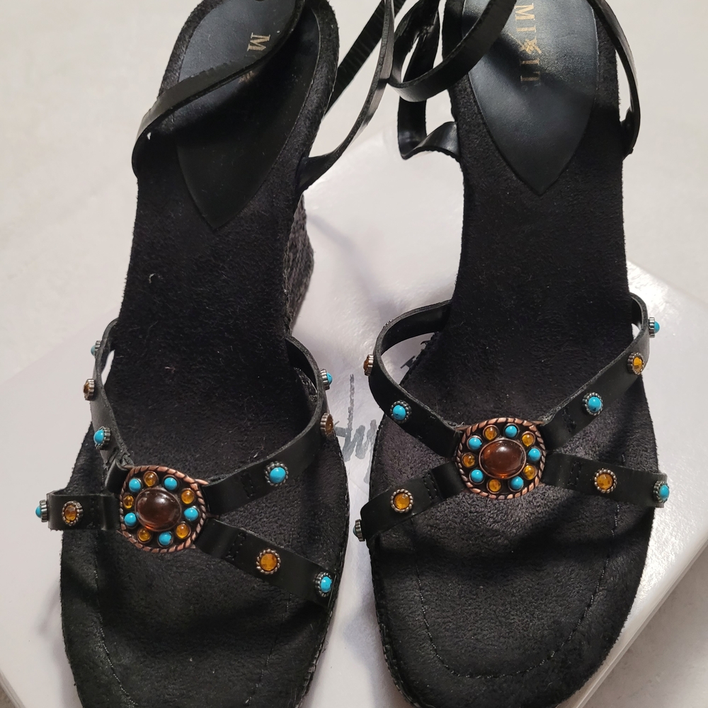 Mix It Boho Black Sandals with Turquoise and Amber Details